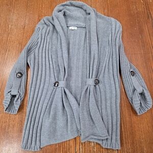 Maurices Gray Ribbed Open Cardigan